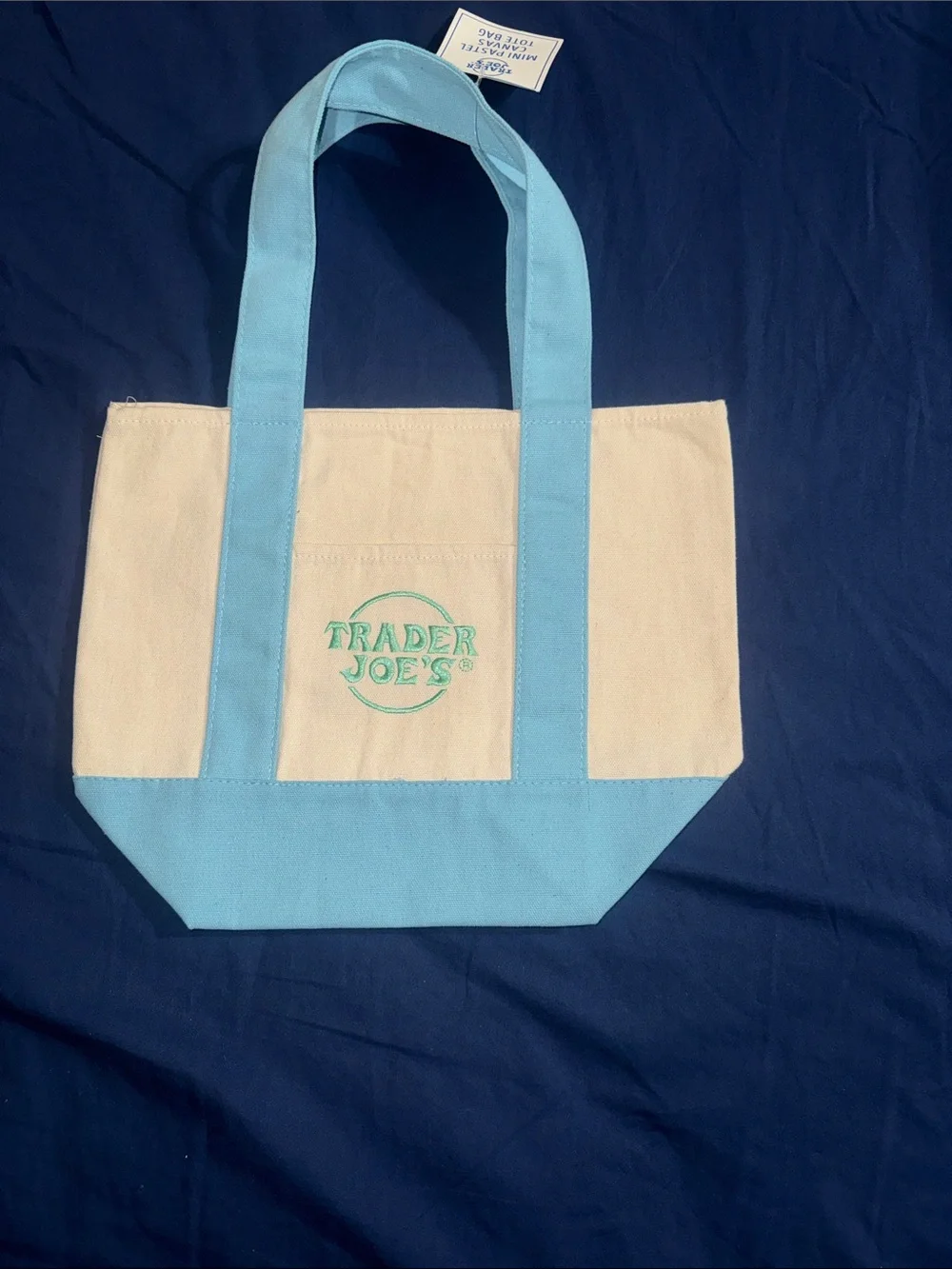 Trader Joe’S I Mini Totes (Lot of 3) I Pastel Colors: Green & Blue - Picture 4 of 7